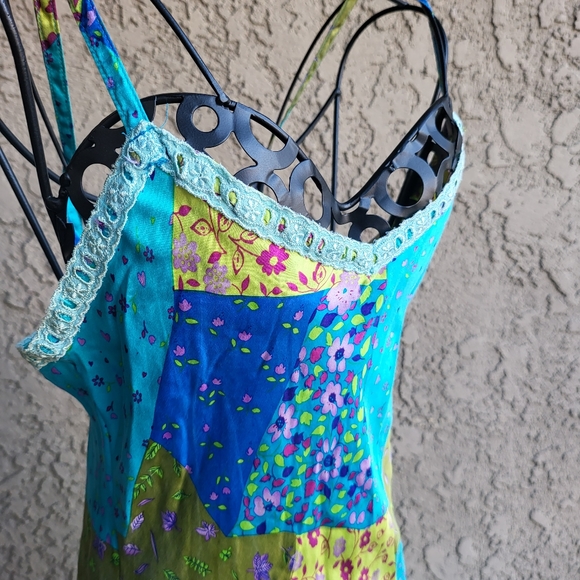 Emily Designs Y2K Silk Patchwork Pattern Slip Dress - Picture 5 of 8